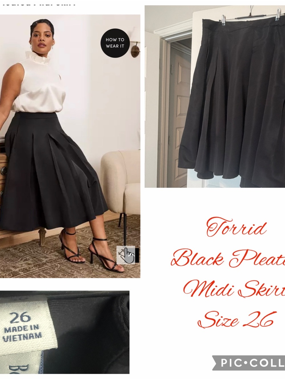 torrid Black Pleated Midi Skirt